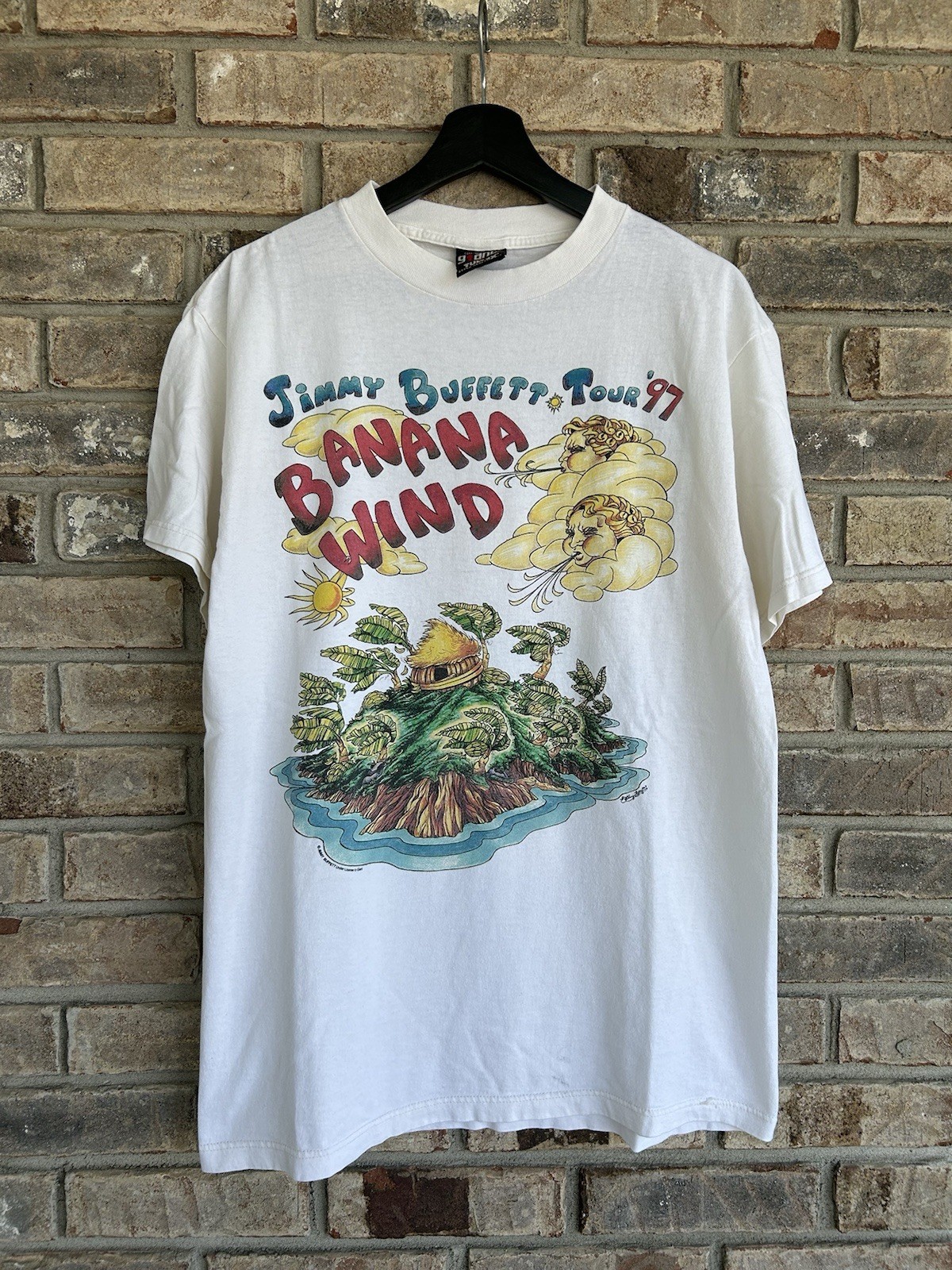 Vintage Jimmy Buffett Banana Wind Tour 1997 T-Shirt Music Giant Tag 20.75×29.5
