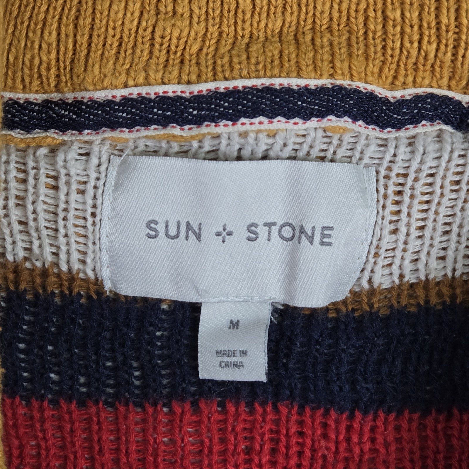 Sun + Stone Cardigan Sweater Mens M Southwestern Aztec Full Zip Cotton Shawl