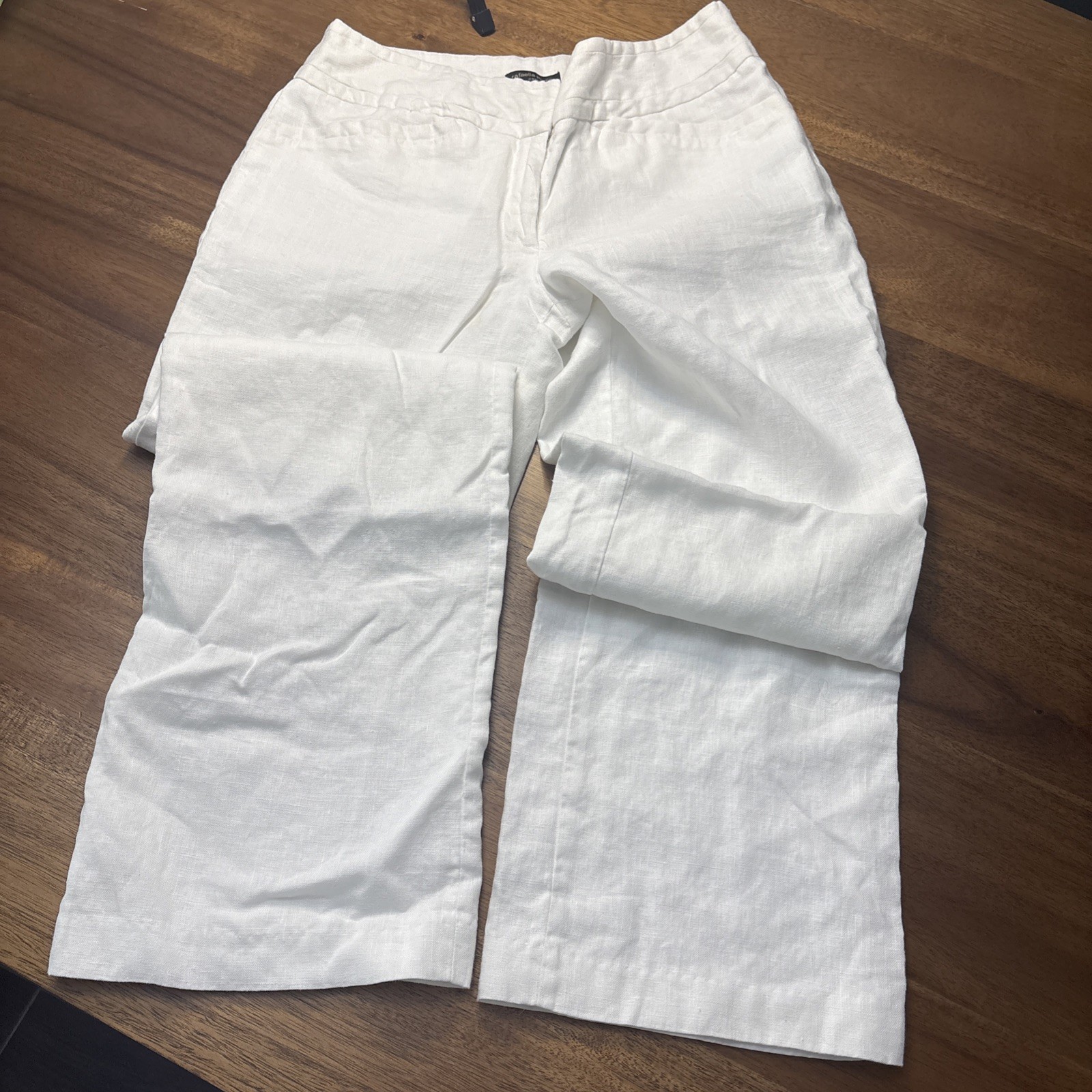 Rafaella Studio Sz 6P 100% Linen Straight Leg Classic Fit White Pants