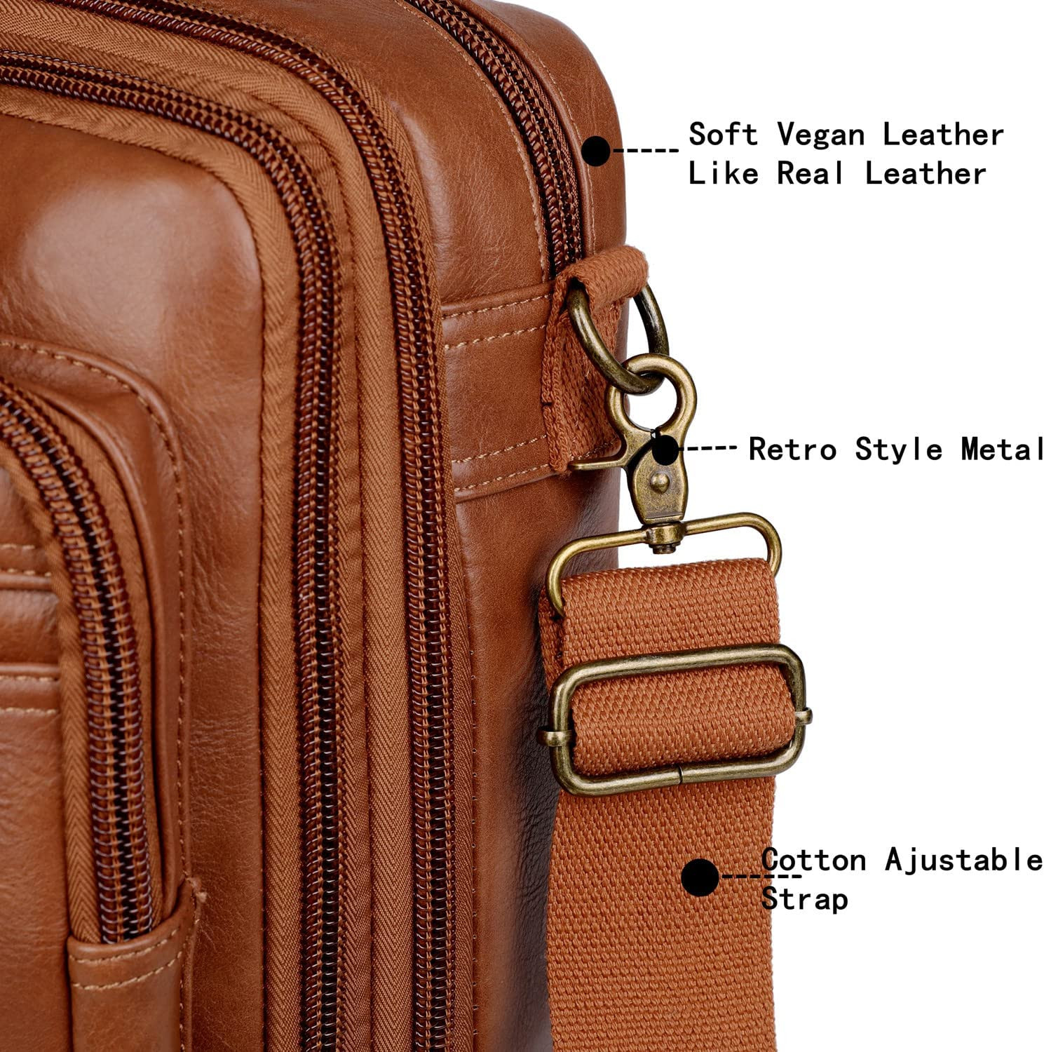 Vegan Leather 15.6 Laptop Backpack Briefcase Hybrid Travel Work Bag Brown
