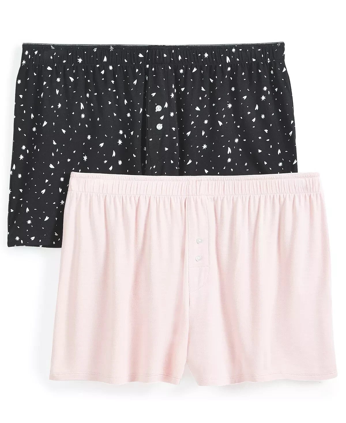 Jenni Women’s 2-Pack Rayon Blend Lounge Pajama Boxer Shorts, Black Pink, Small