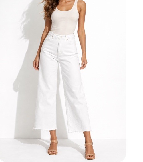 Pistola Penny Crop High Rise Wide Leg Crop Jeans White 29 NWT