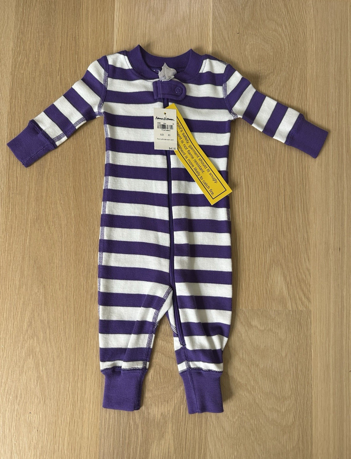 Hanna Andersson HannaJams Organic Cotton Striped Zip Sleeper One Piece 0-3 M NWT