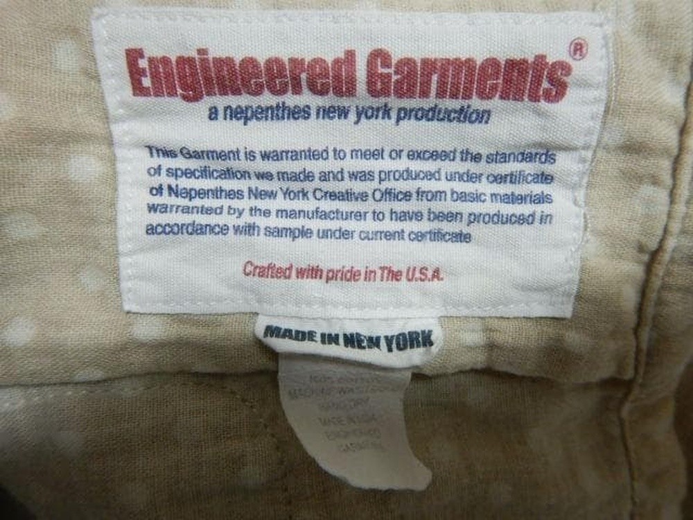 ENGINEERED GARMENTS Open Collar Shirt Beige Dot L USA Made Cuban Style F/S