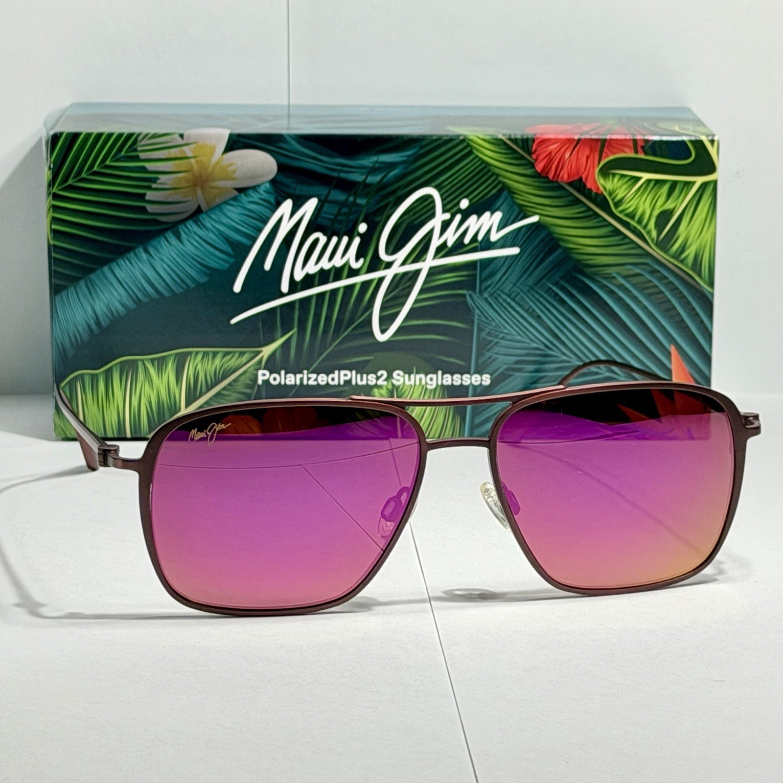 MAUI JIM Beaches Titanium Sunglasses P541-07M Matte Burgundy/Maui Sunrise NEW