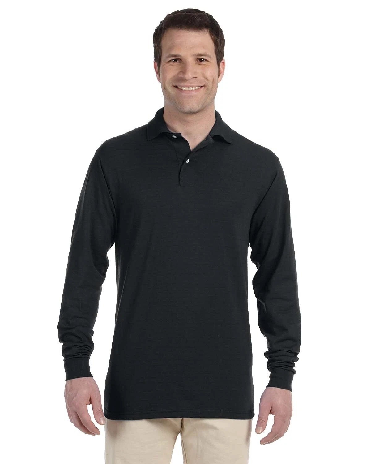 Jerzees Men’s Long Sleeve Polo with SpotShield 437ML, S-2XL Polos, 50/50 Blend