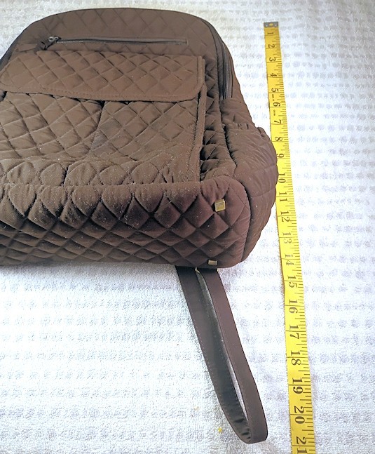 Vera Bradley Chocolate Brown Quilted Essential Backpack w/ Adjustable Straps