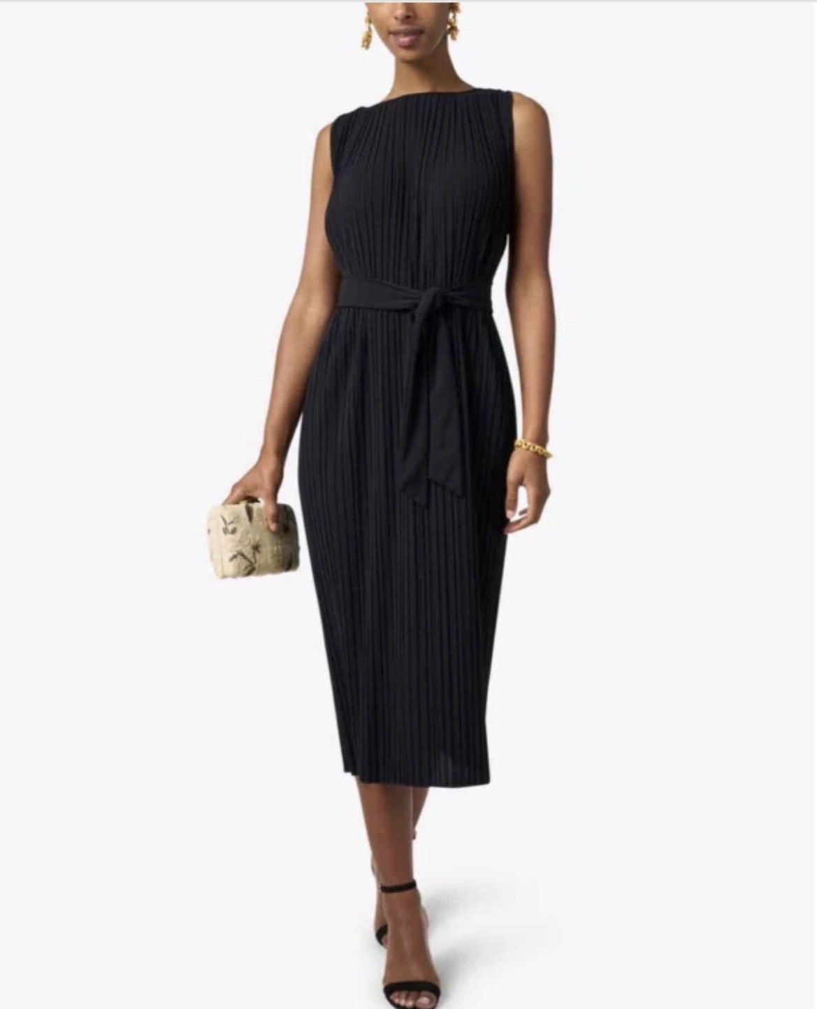 NEW, missing belt Max Mara Edile Pleated Jersey Dress in Navy – Size S #MD1016