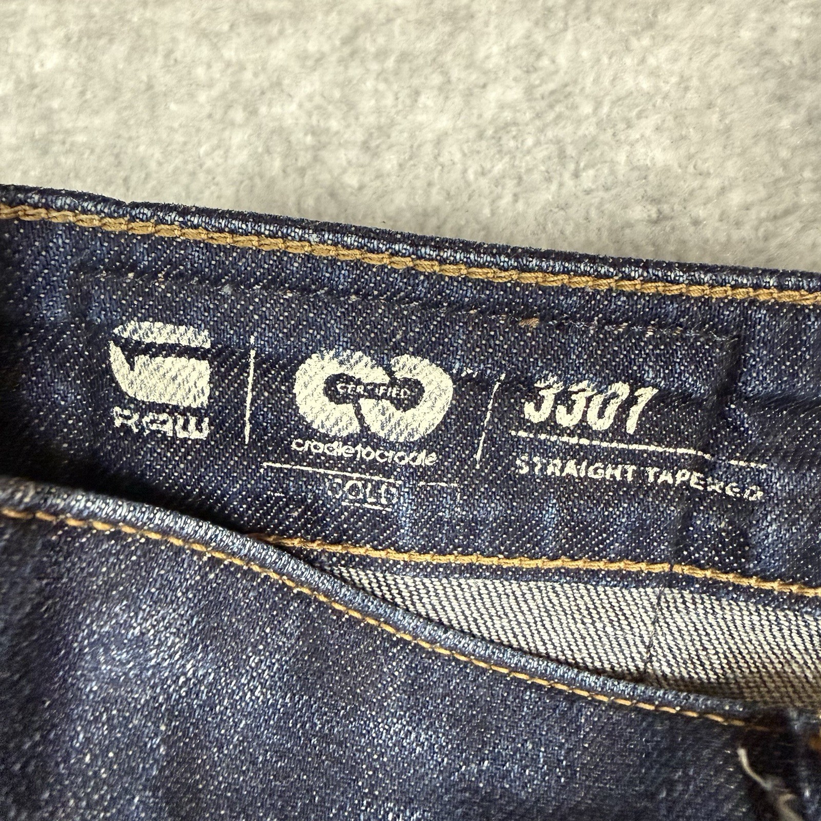 G Star Raw Jeans Men 33×32 Blue 3301 Straight Tapered Cradle Denim Dark Wash