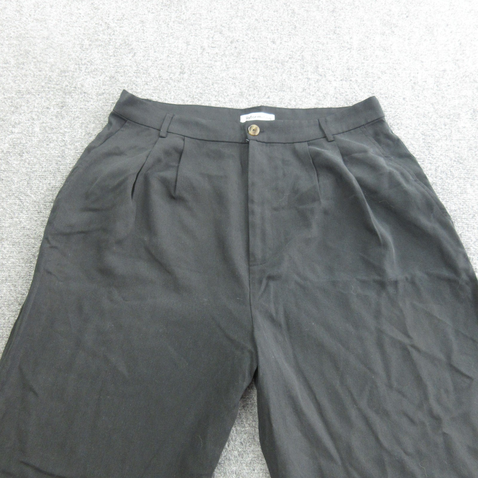 Reformation Dress Pants Womens 12 Black Lyocell Wide Leg Pleated Career Trousers