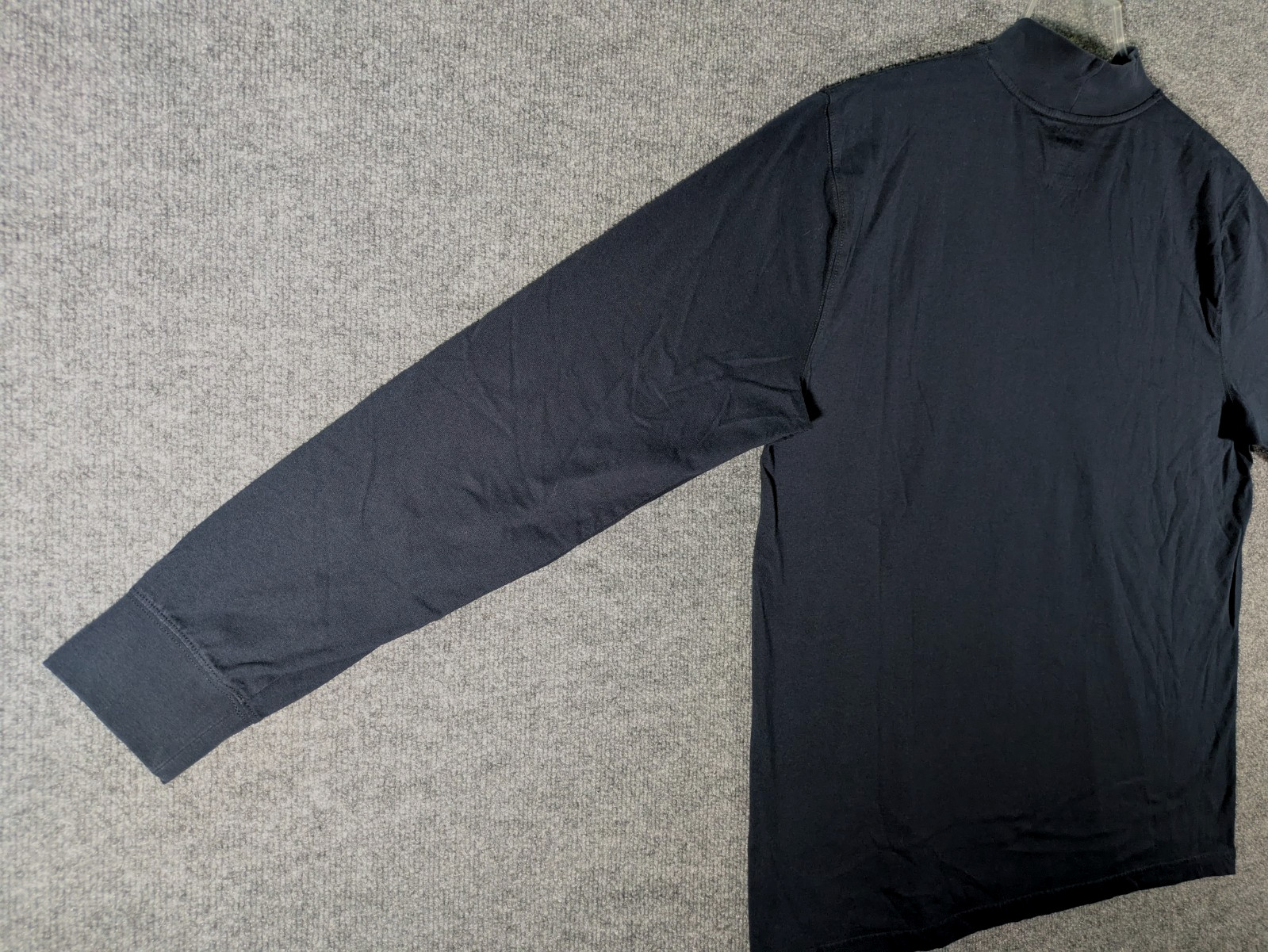 LL Bean Mock Neck Shirt Mens Large Navy Long Sleeve Tee 100% Cotton 508112