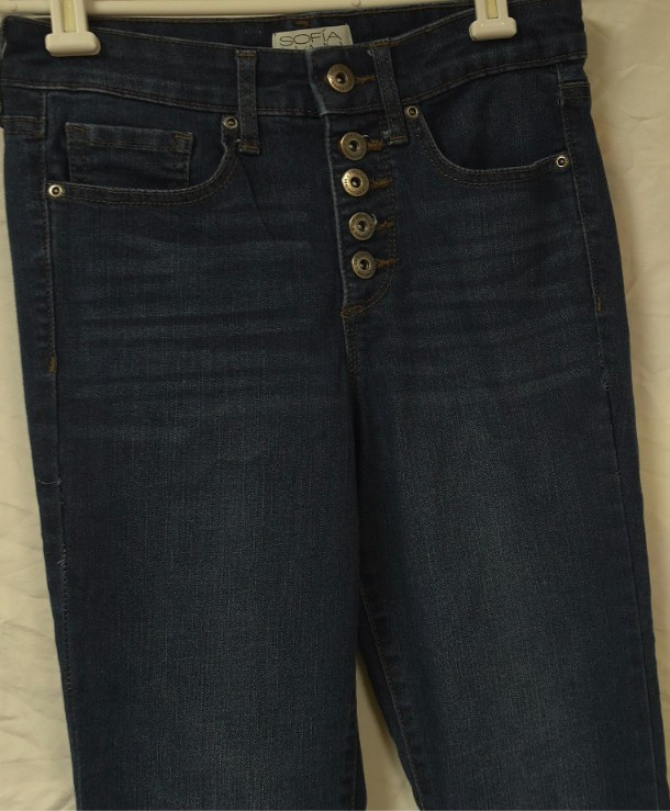 Sophia Vergara Melisa Flare Button Fly Dark Wash Mid Rise Stretch Jeans 2 26×33