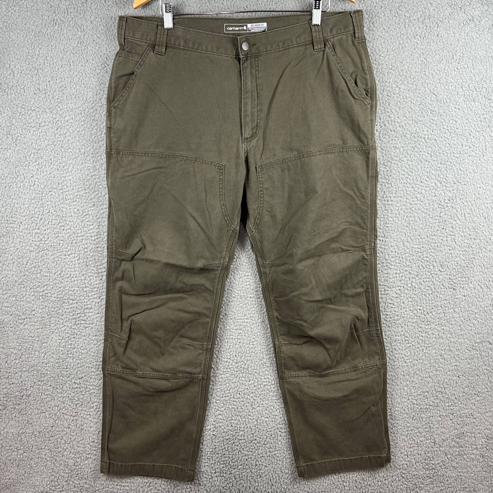 Carhartt Pants Mens 40×30 Green Relaxed Fit Double Knee Work Pants 102802-217