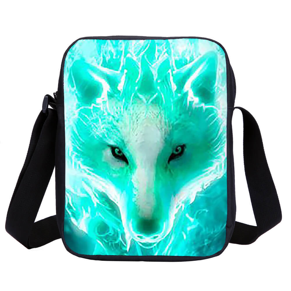 Cool Green Wolf Kids School Backpacks Cooler Lunch Bag Pen Case Shoulder Bag Lot