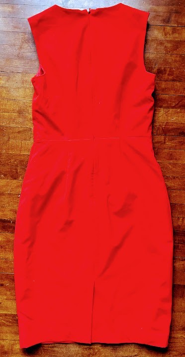 Calvin Klein Womens 4 Sheath Dress Red Gold Grommet Sleeveless Business Casual