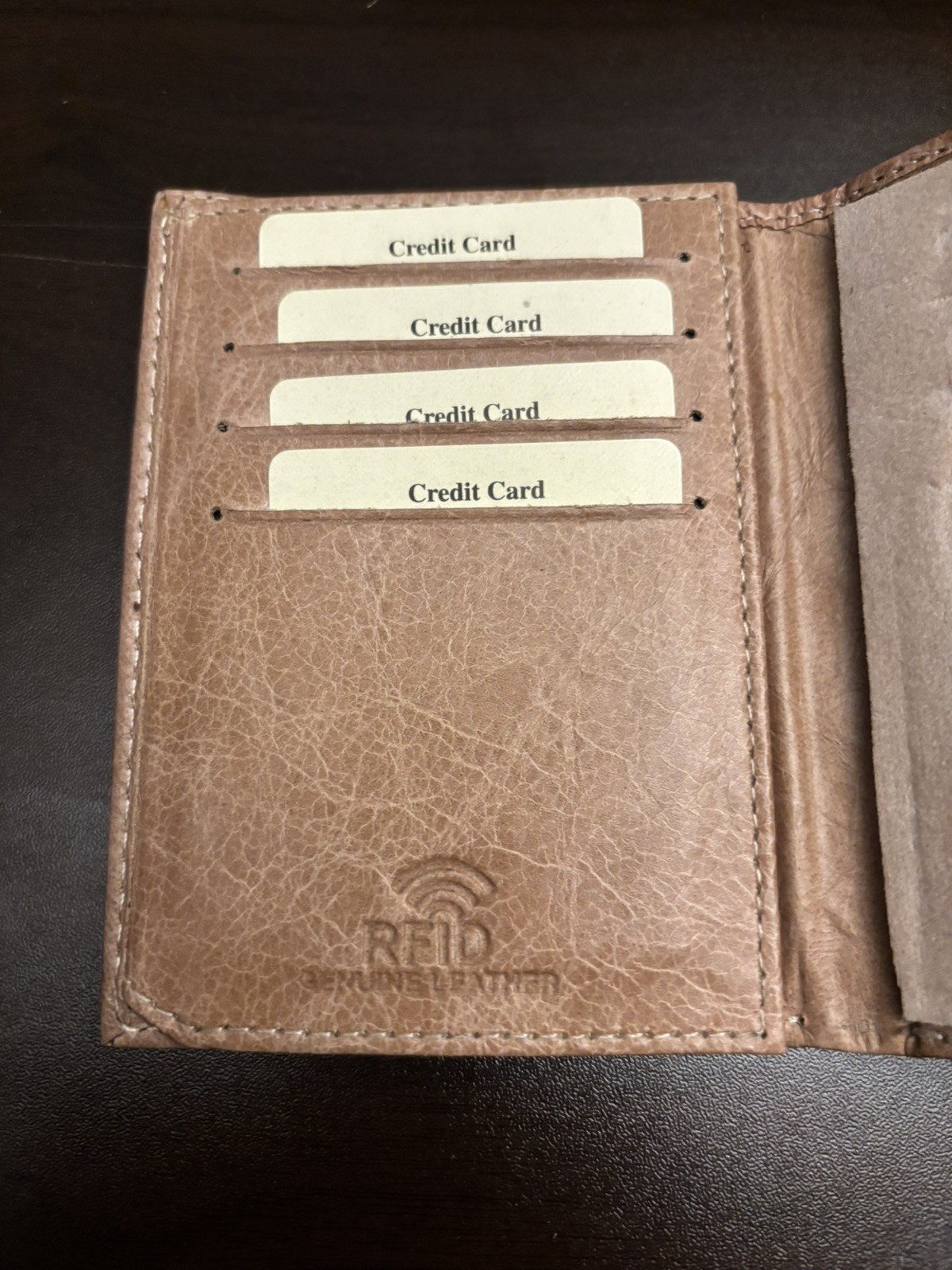 Cavelio RFID Blocking Genuine Leather Badge Holder Bifold Wallet ~Brand New~