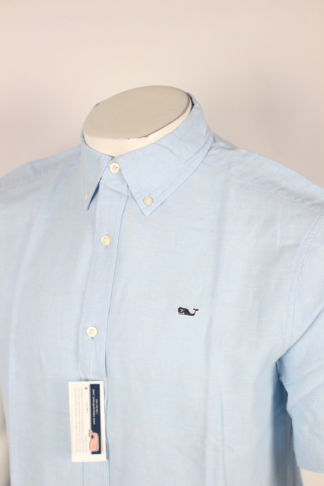 Vineyard Vines Men’s Classic Fit Cotton Linen Whale Shirt Short Sleeve Jake Blue