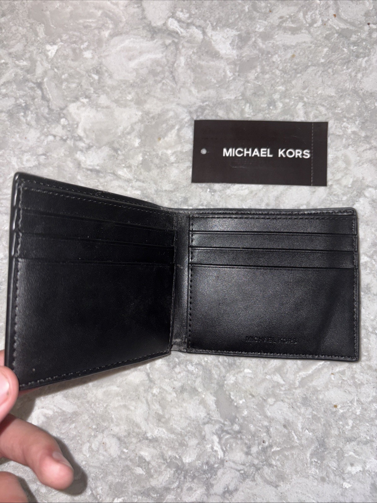 Michael Kors Jet Set Leather Billfold Slim Mens Wallet Size Color Black