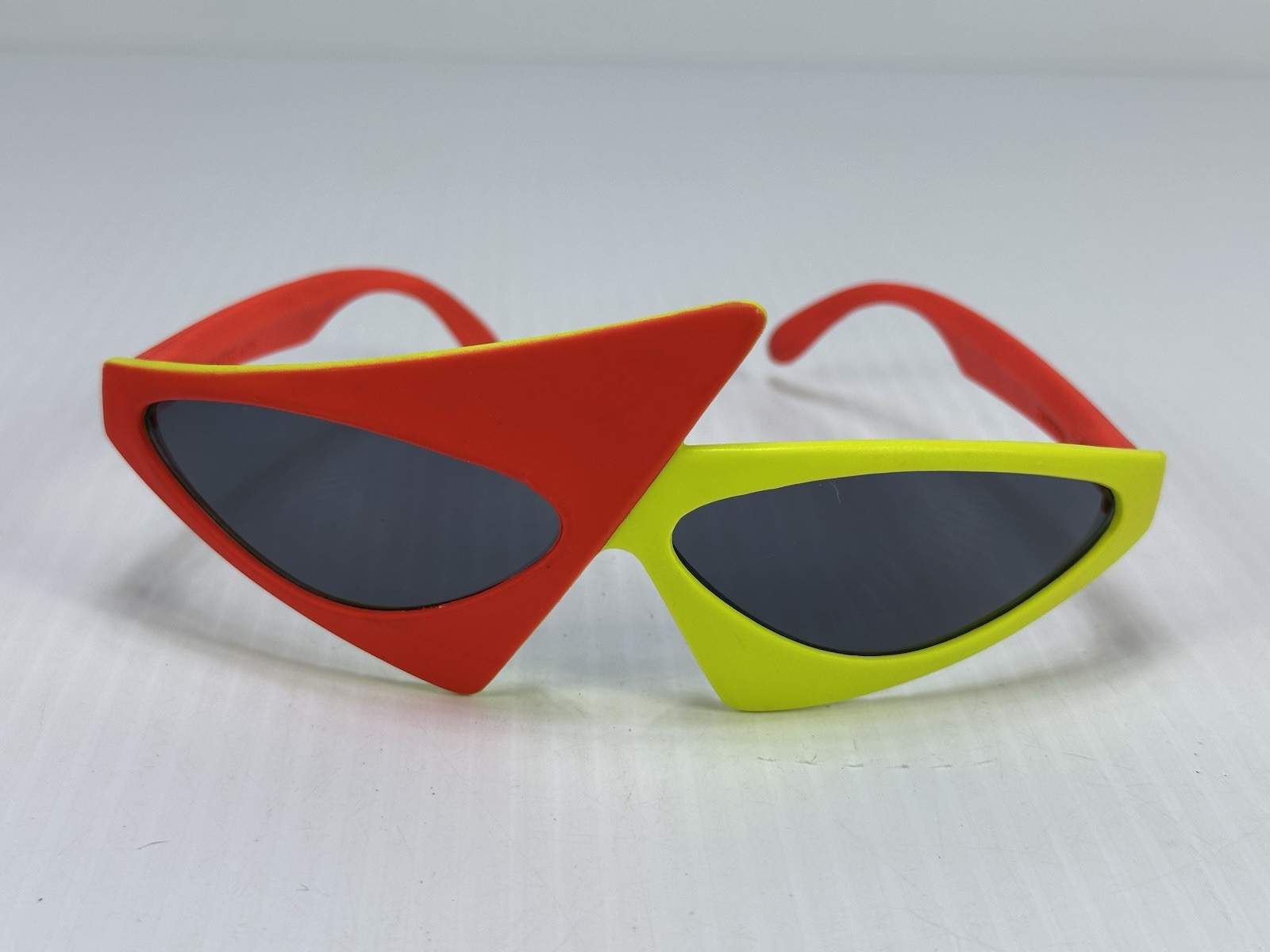Vintage 1980s New Wave Futuristic Sunglasses 1989 Orange Yellow Red Funky Punk