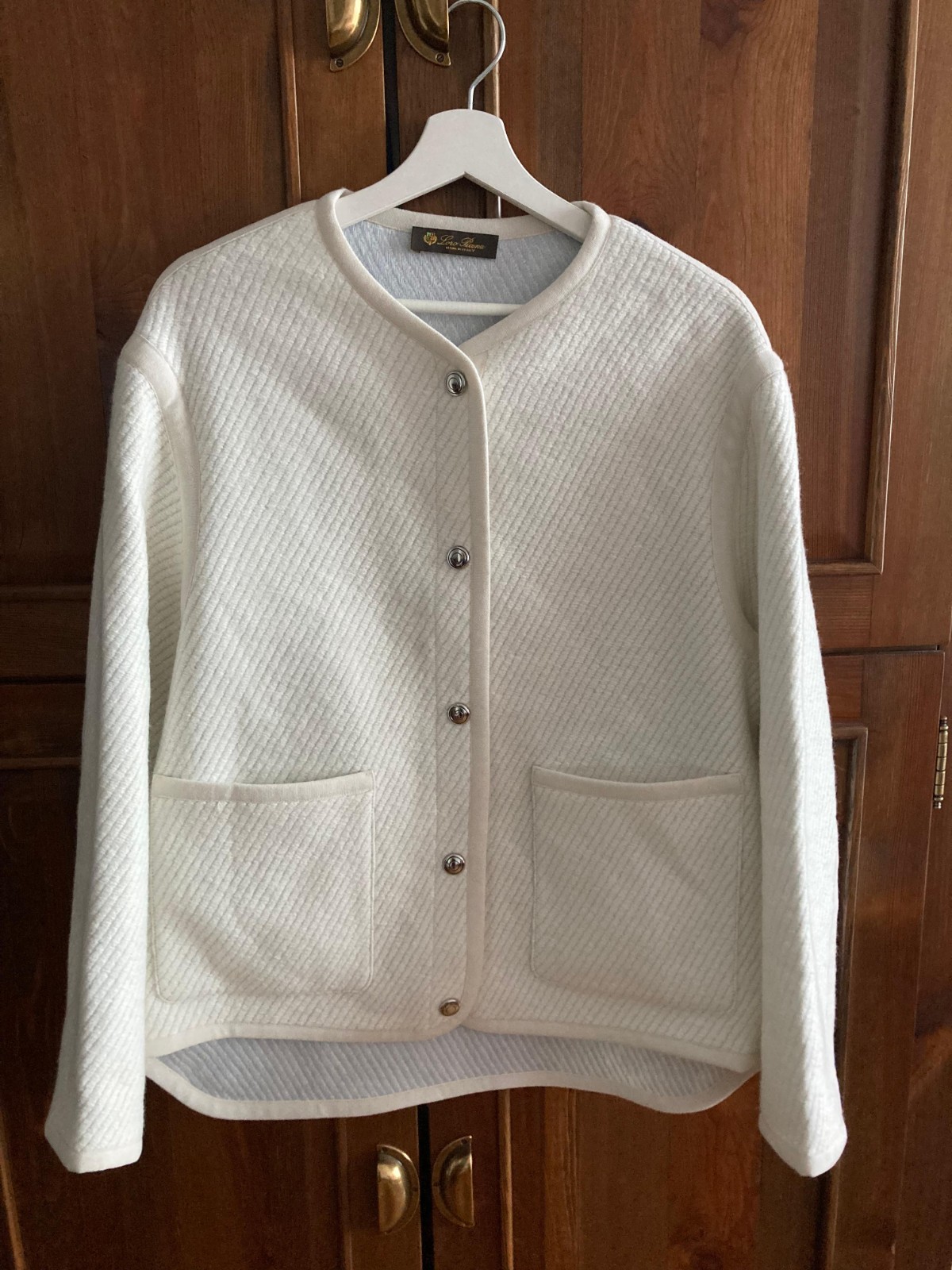 Loro Piana US/M – IT/44 Cream Wool Textured Knit Jacket Italy New
