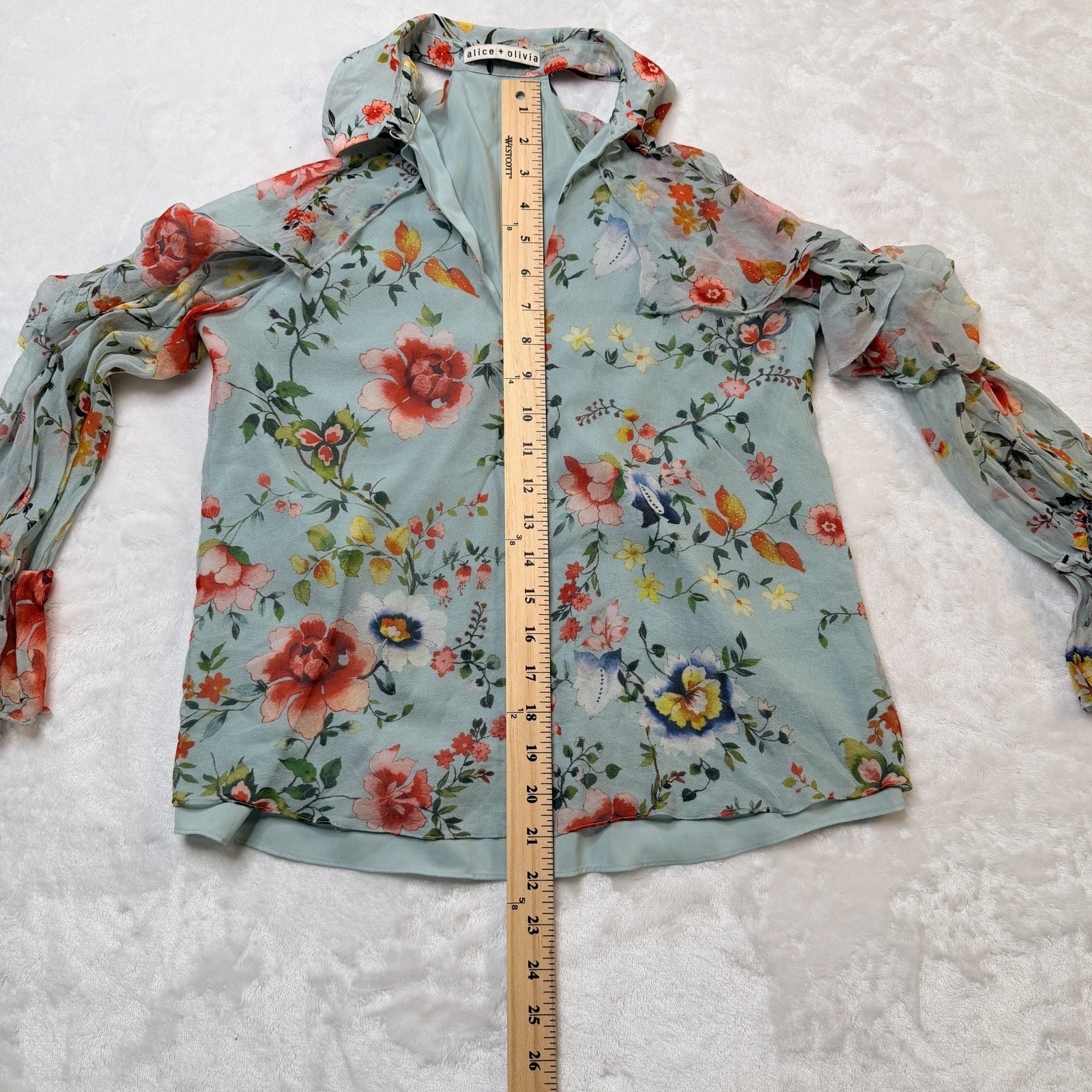 Alice + Olivia Blayne Floral Print Cold-shoulder Silk Top blouse,NWT
