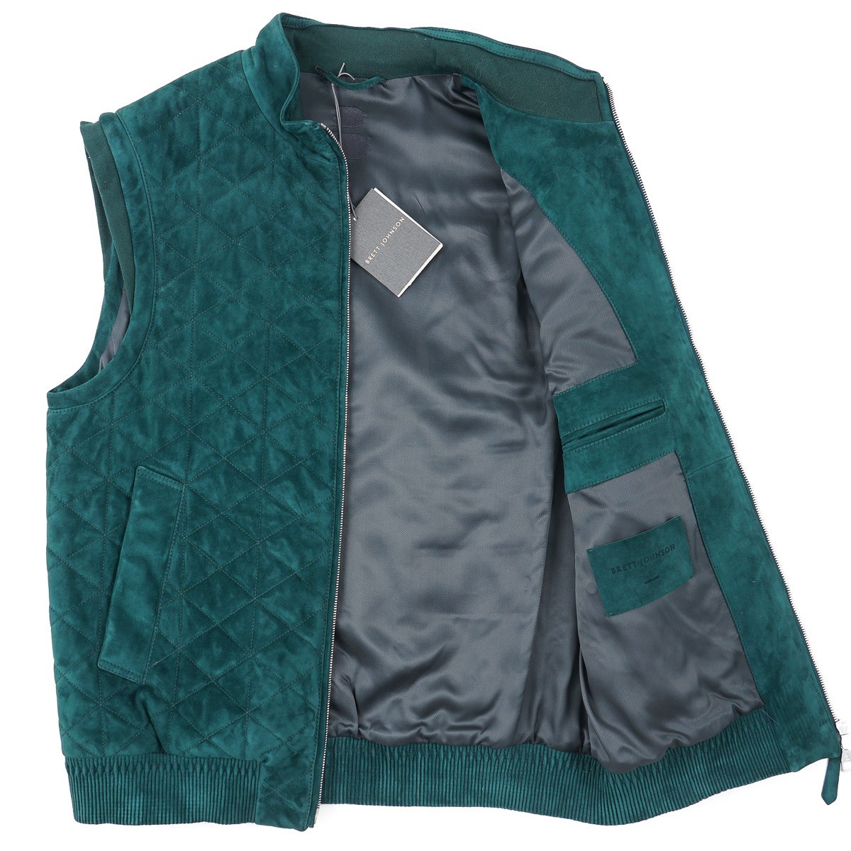 Brett Johnson Quilted Cashmere Calf Suede Leather ‘Portofino’ Vest M (Eu 50) NWT