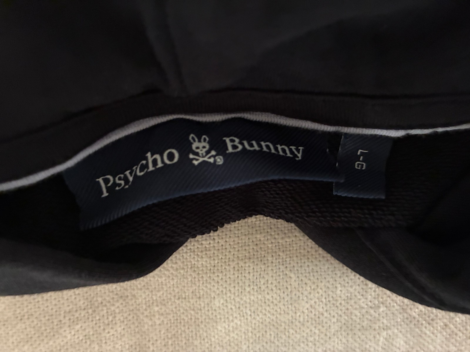 Psycho Bunny Dante Black/BIG EMBROIDERED~TEXTURED LOGO Hoodie Men’s L