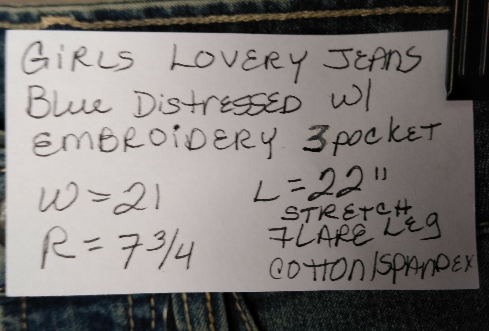 Lovery 21″ x 22″ Flared Leg Stretch Distressed Denim Low Rise Jeans
