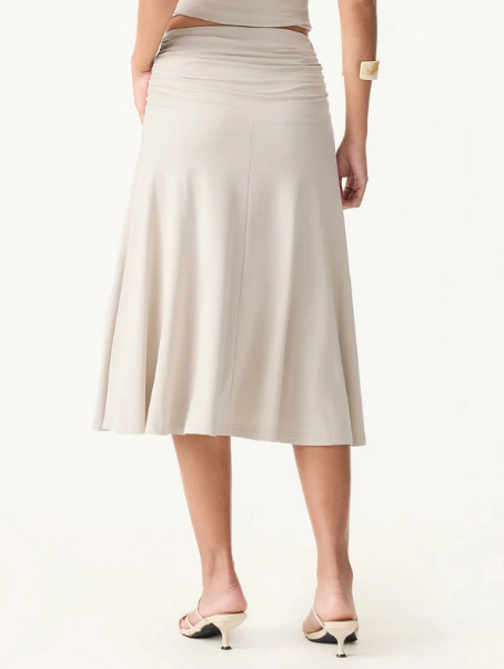 NEW OGL Flowy Side Ruched A-line Midi Skirt, Midnight Navy
