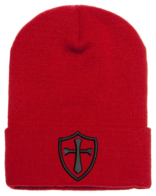Crusader Cross Military Logo Embroidered Beanie with or without Cuff