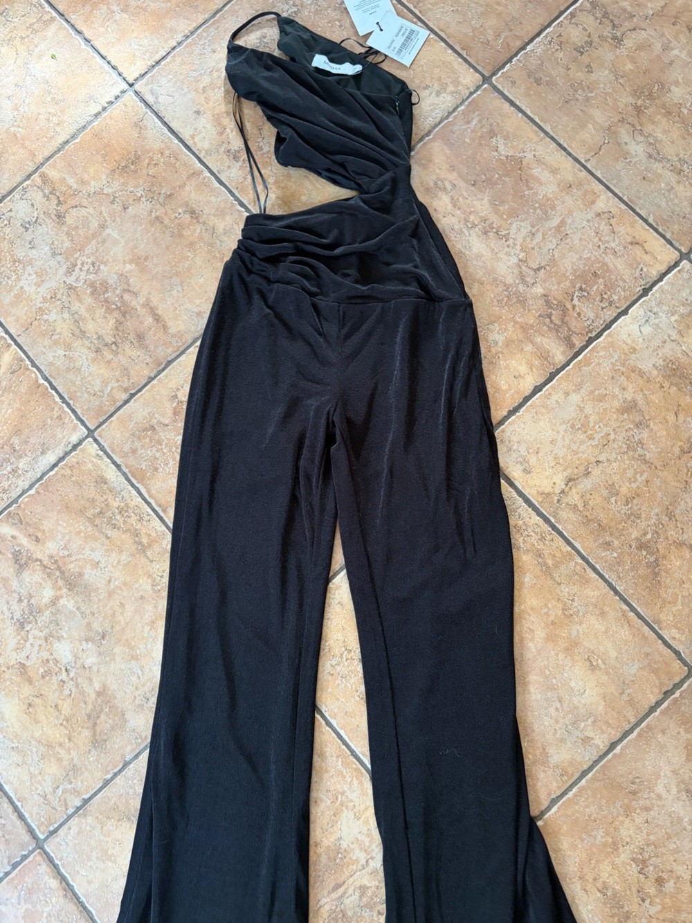 Misha Evelia One-Shoulder Pantsuit in Black Size 0 NWT