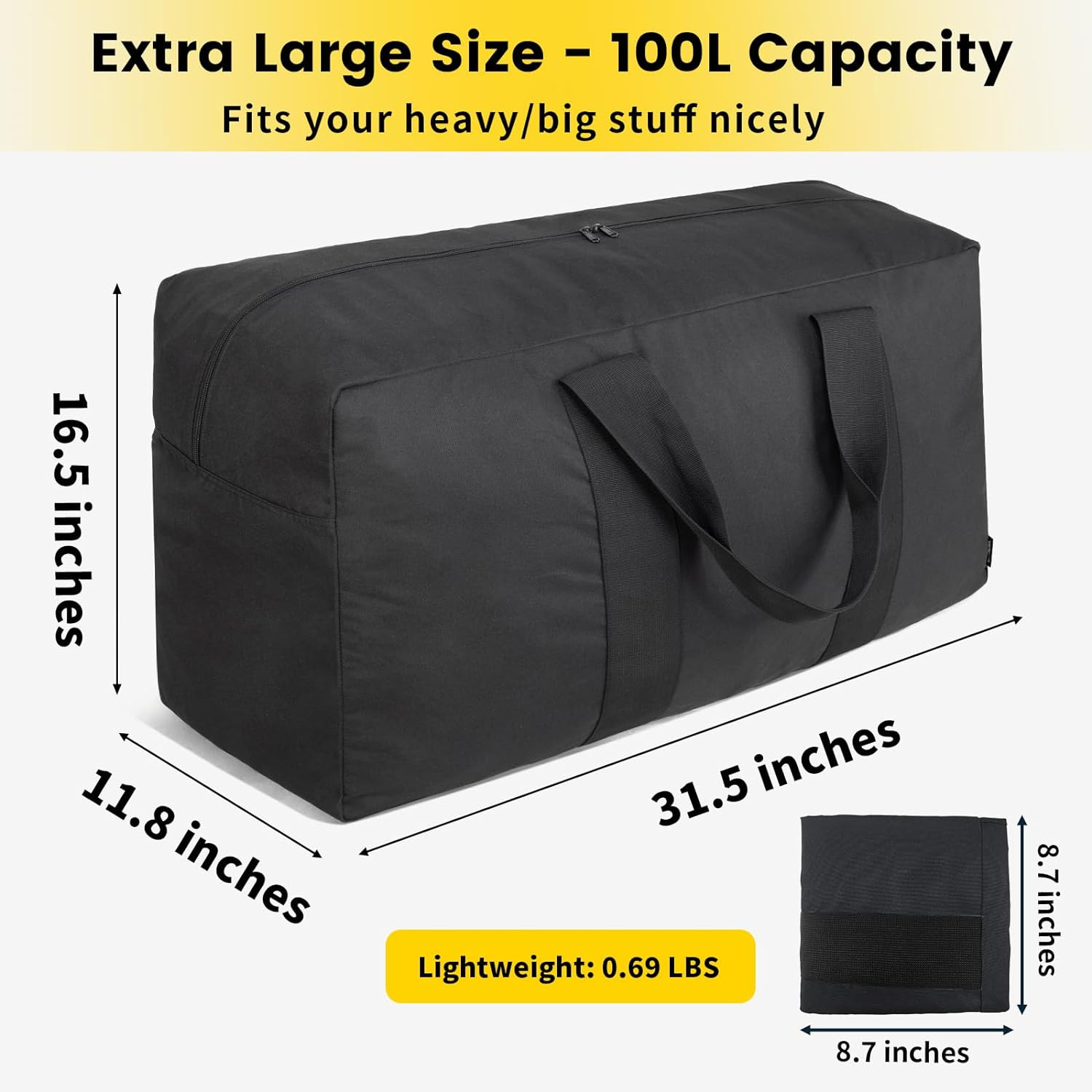 Extra Large Duffle Bag for – 100L Duffel Bag for Men Gear Bag for Storage Folda