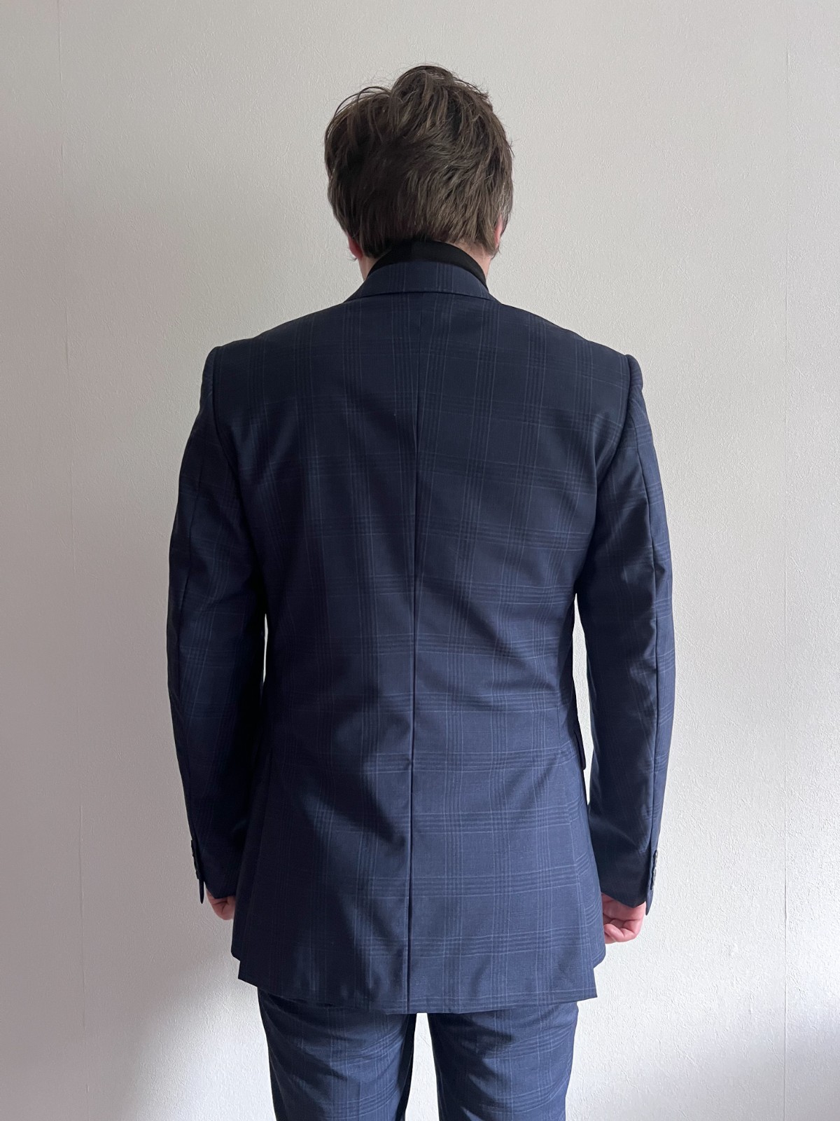 Hackett London x Loro Piana Mayfair Check 2 Piece Suit Navy Slim-Fit Size 38L, S