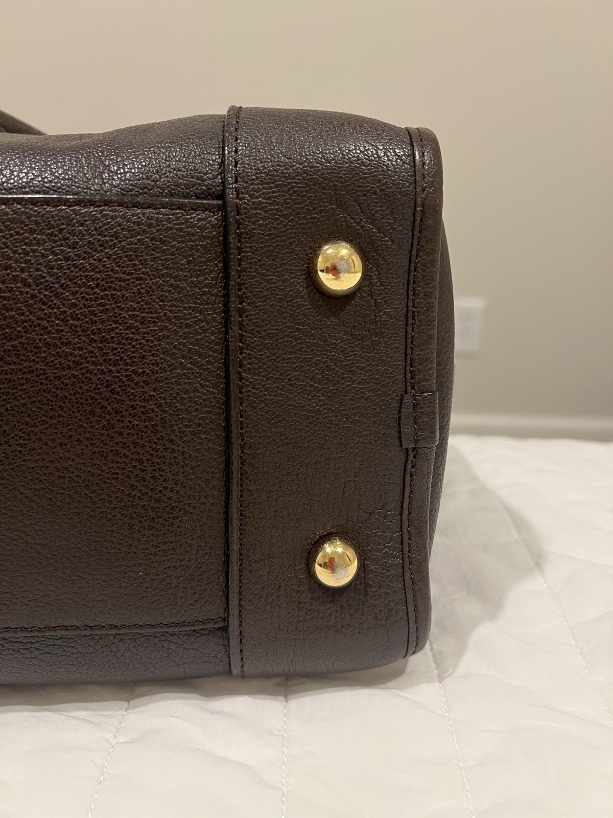 LOEWE Amazona 36 Anagram Leather Handbag Bronze Tote Boston bag Used