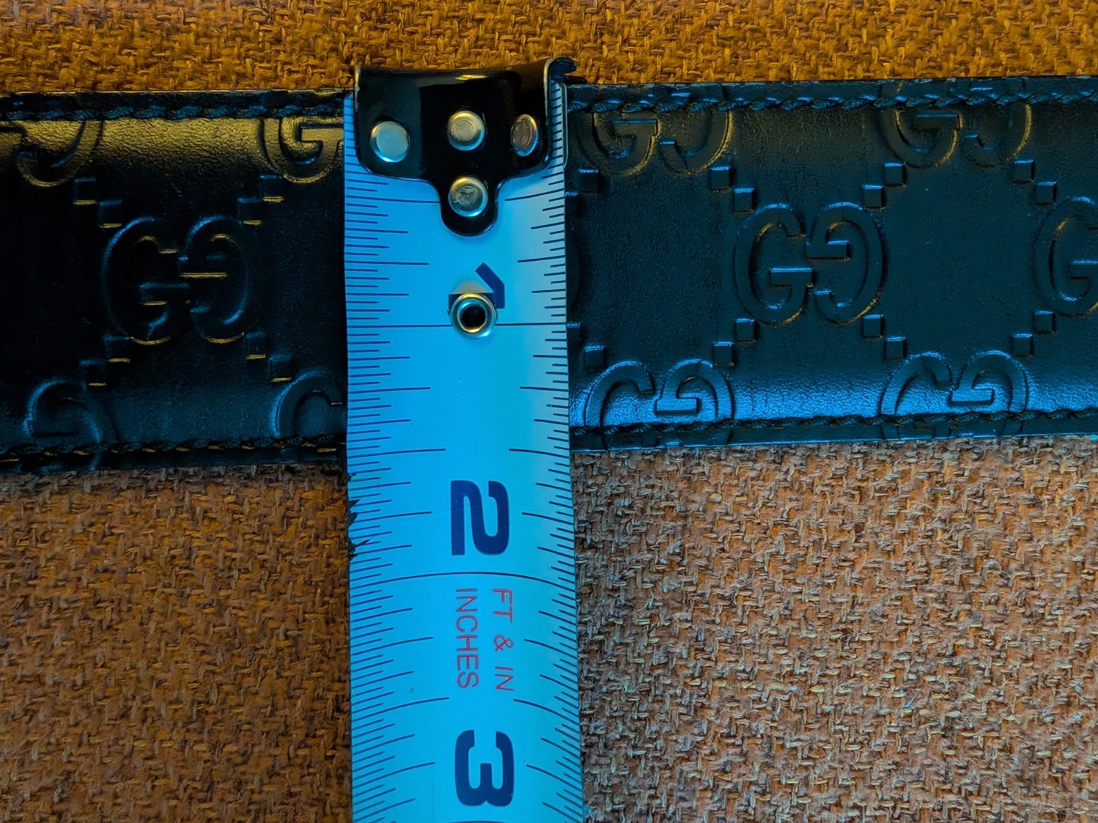 Vintage Gucci Interlocking Gs Black Calfskin Leather Belt Unisex 80/32