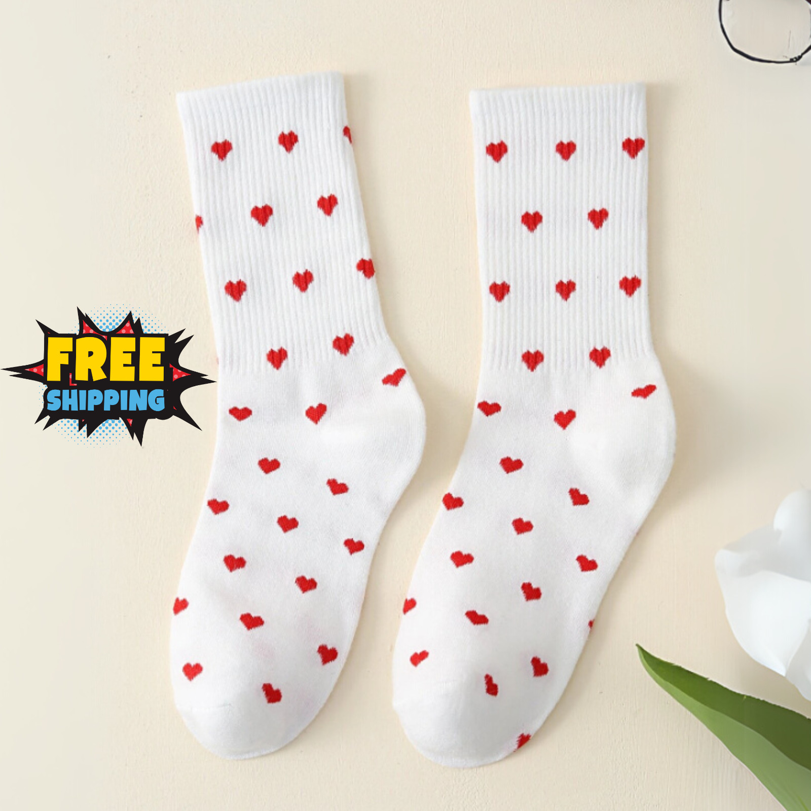 Womens Striped Socks Retro Crew Socks Women Slouchy Athletic Calf Tube Socks