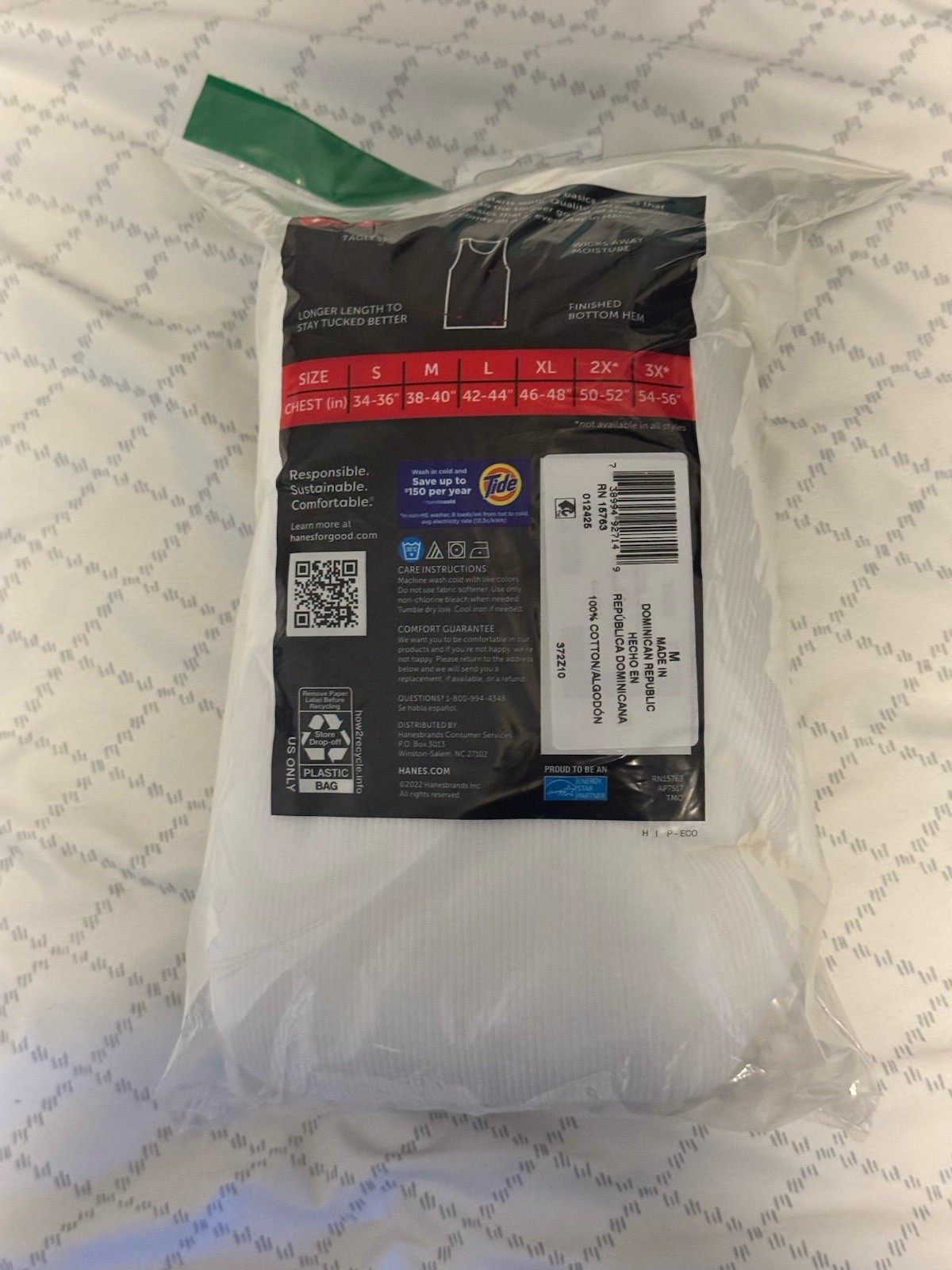 Hanes Tagless Breathable Men’s White Solid Tank Undershirt 10 Pack Size M