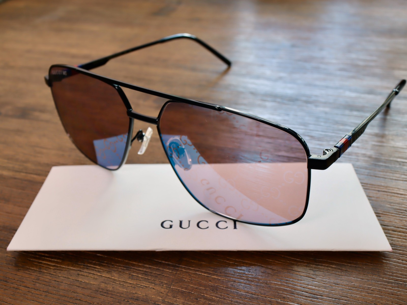 Gucci GG1676S 005 60mm Square Sunglasses in Black/Grey with GG Pattern Lens
