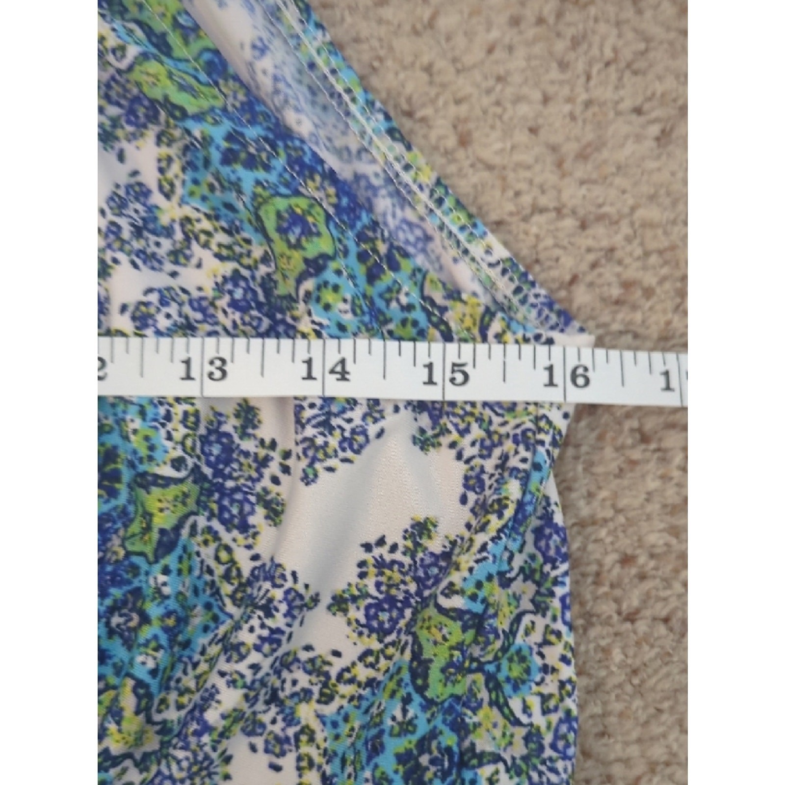 Source Unknown Blue, White & Green Paisley Halter Maxi Dress