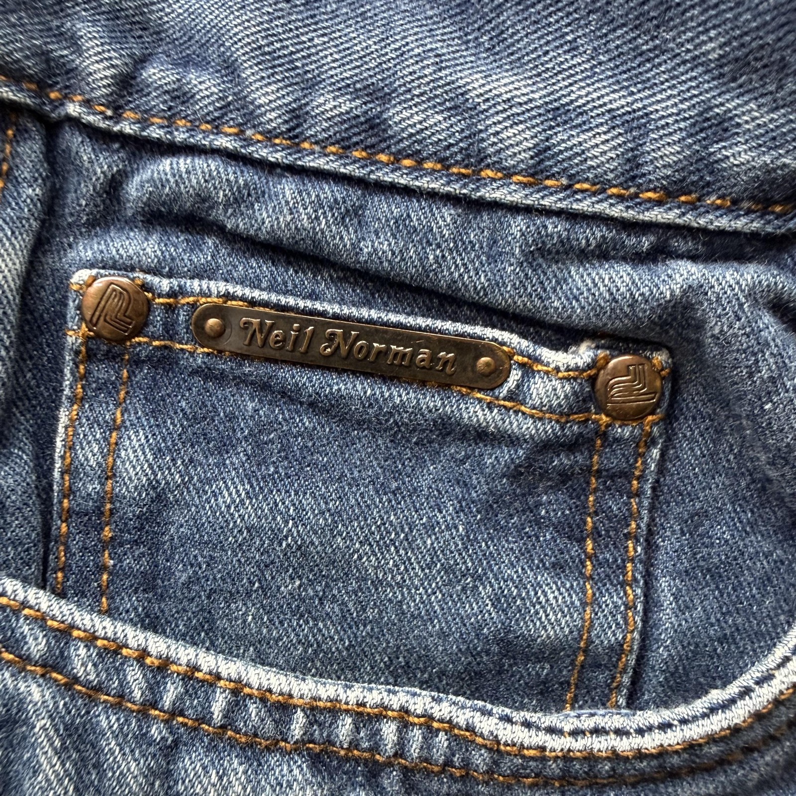 Neil Norman Vintage Jeans Mens 36×29 Wide Distressed Raw Hem Hong Kong 60s 70s