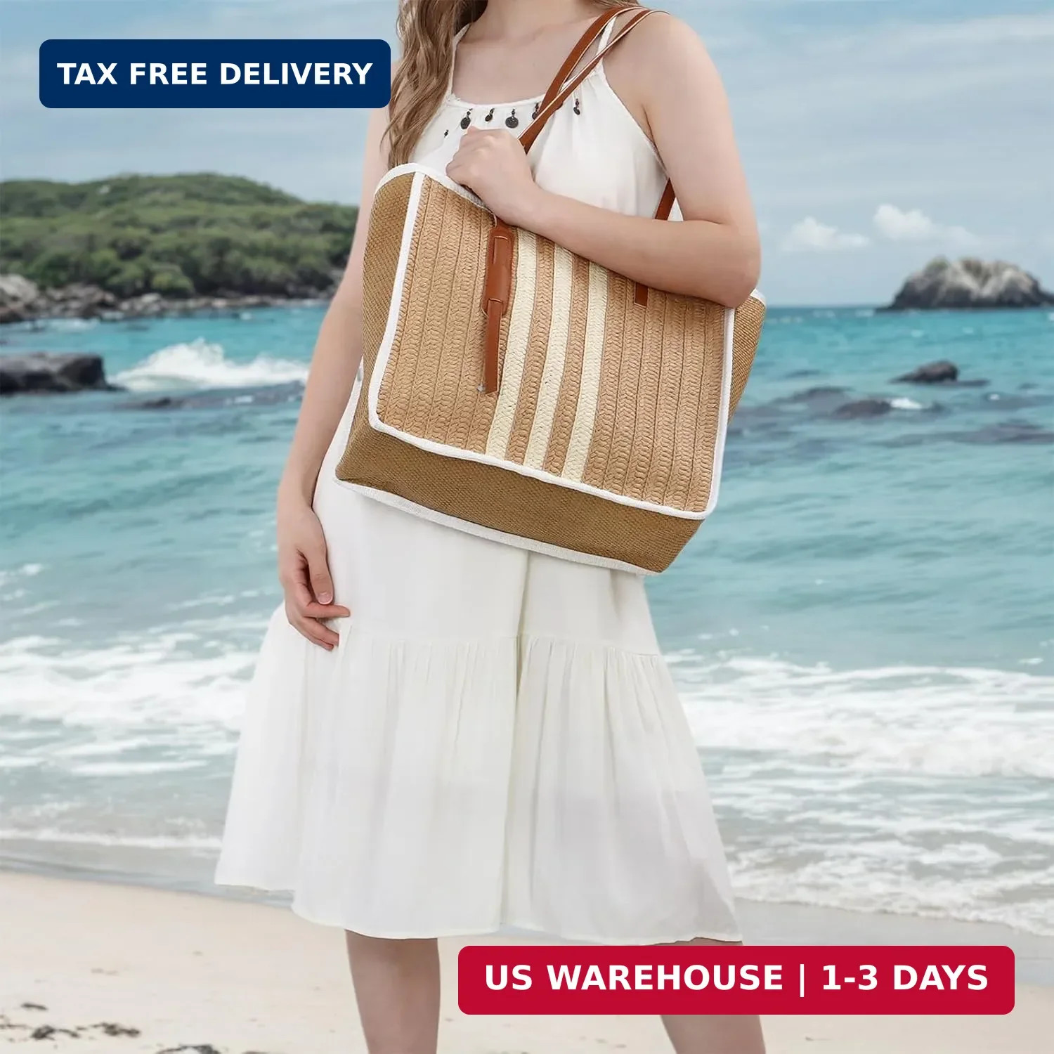 SUKUTU Large Straw Tote Bag for Women Summer Beach Weaving Chic Woven Shoulder B