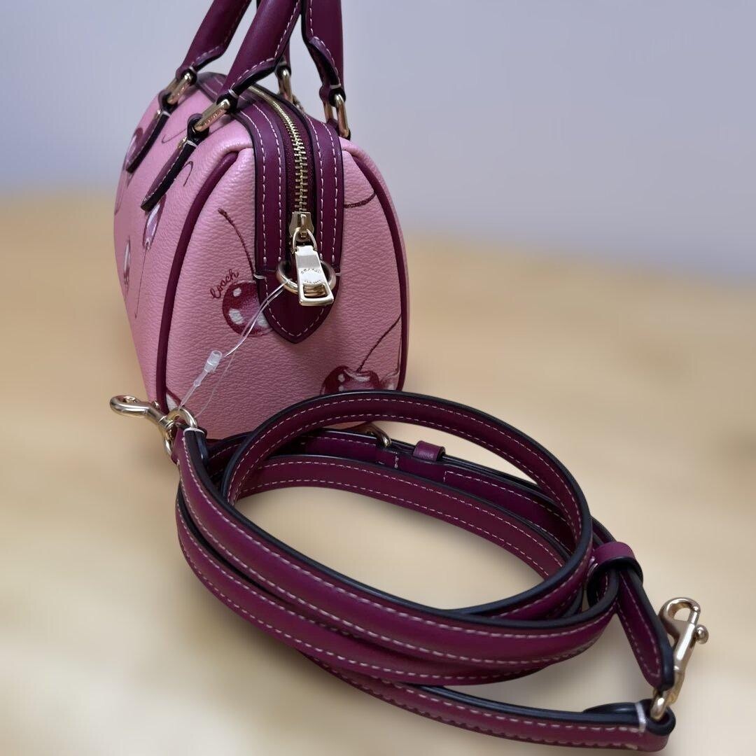 COACH Mini Boston bag Cherry Print 2way Pink Authentic From Japan