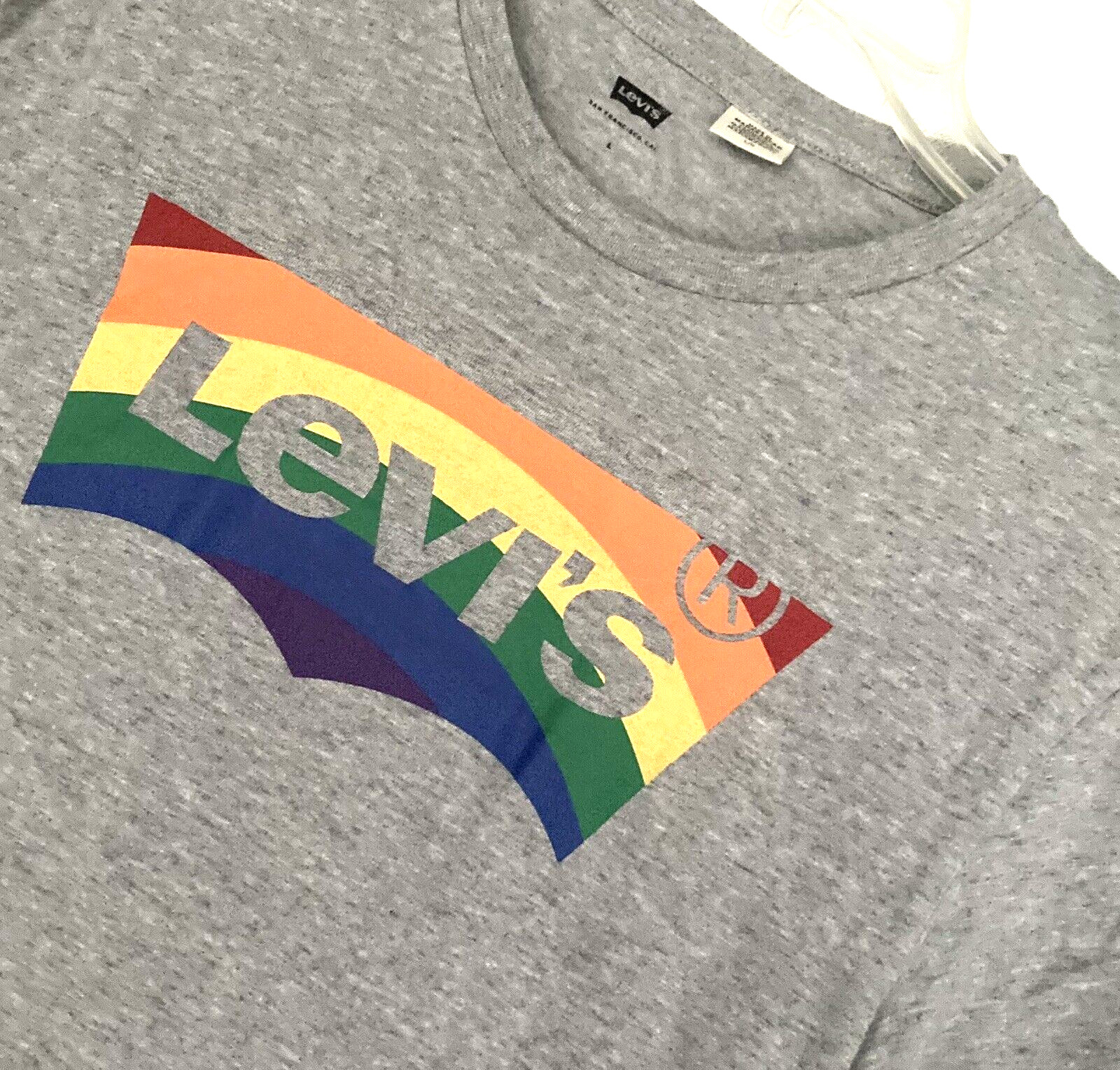 Levi’s Rainbow Logo T Shirt Large Gray Cotton Men’s