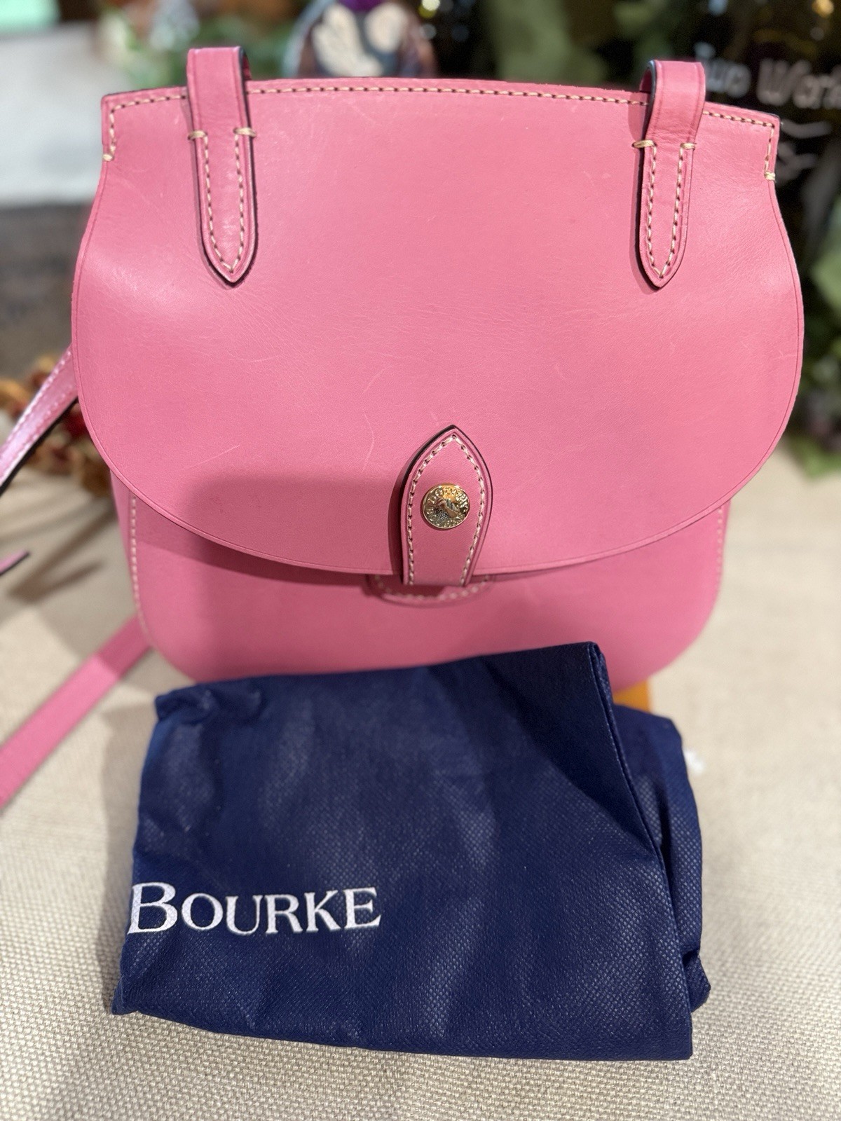 Dooney & Bourke Medium Pink Shoulder Bag Turn Lock, Dust Bag & Registration Card