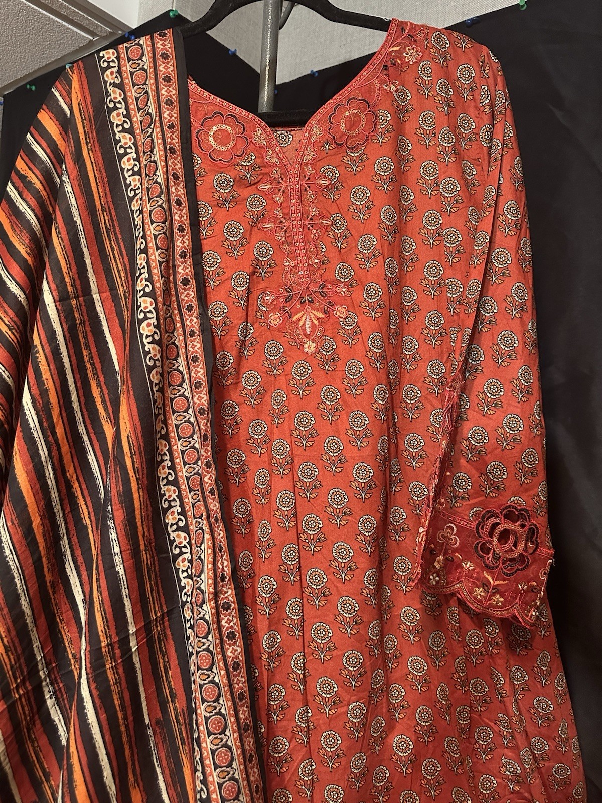 Bin Saeed Lawn Cotton 3 Pc Suit-premium Cut Work Emb- Aline Style-M & L – $44