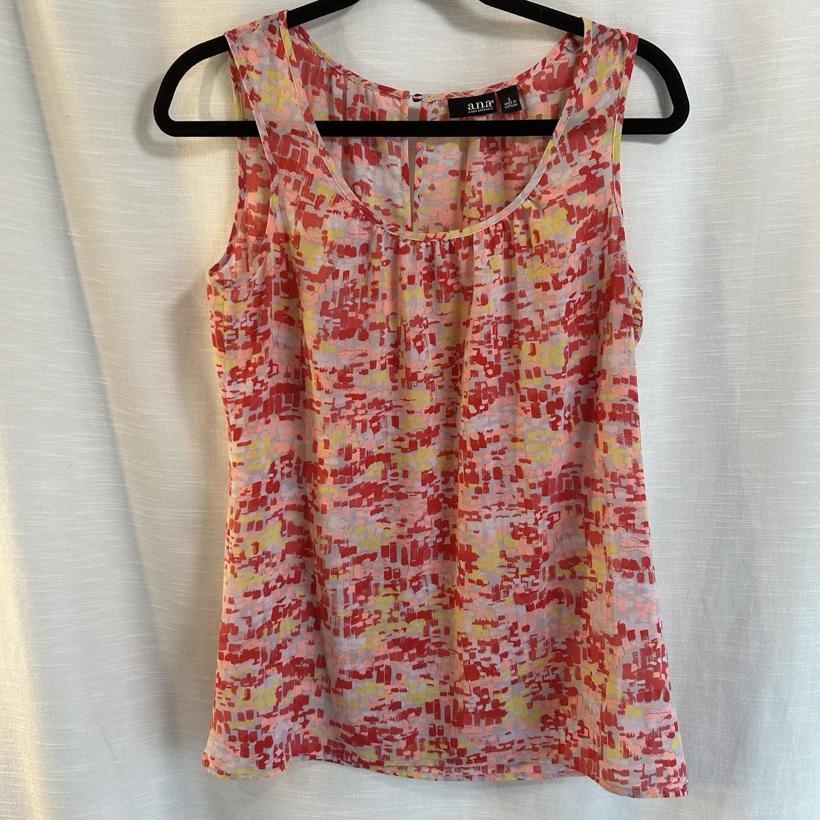 A.N.A Sleeveless Semi-Sheer Multi-Colored Blouse Sz S