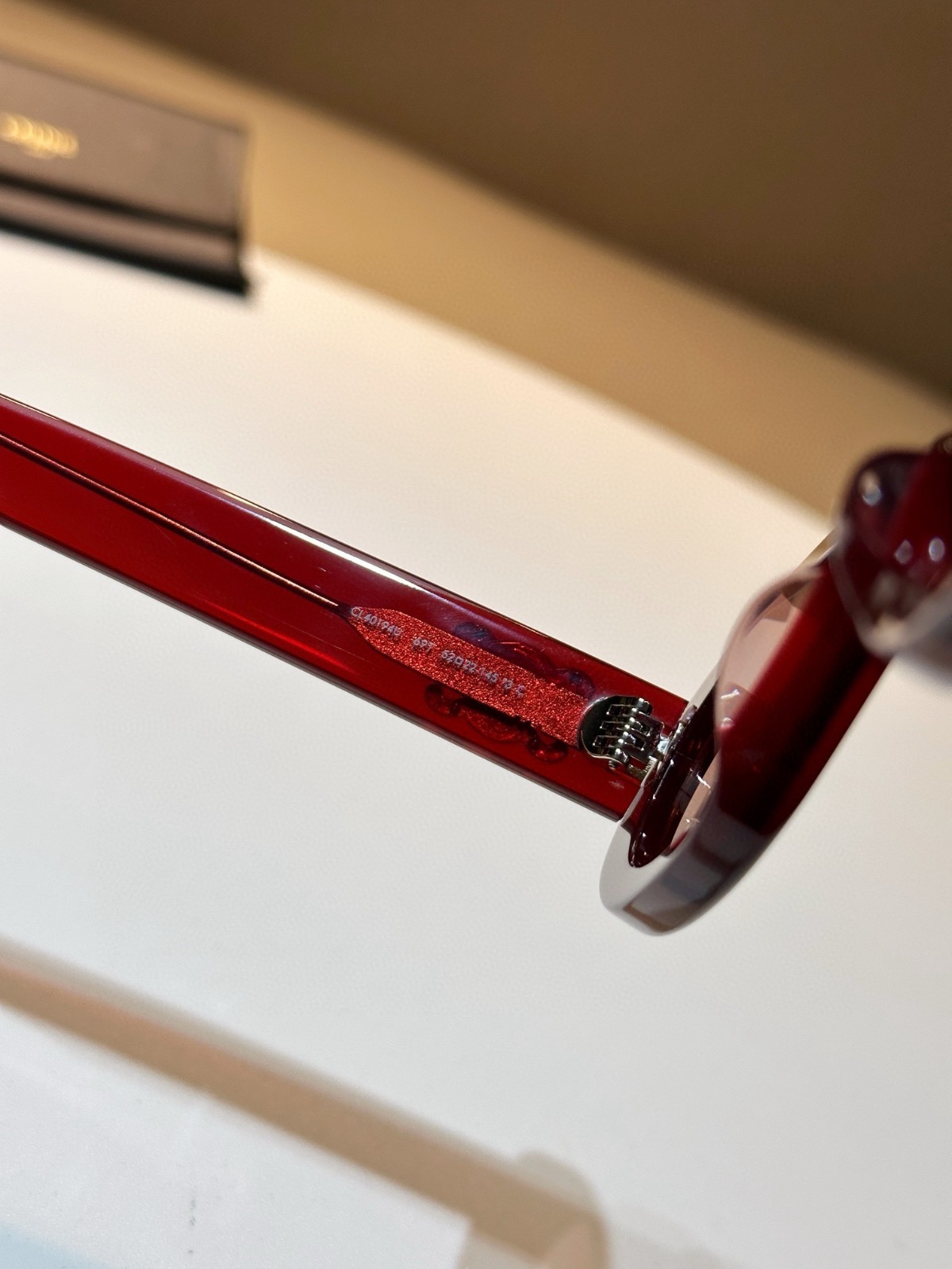 Celine Triomphe Oval Sunglasses Burgundy Red Acetate Gold Logo Designer