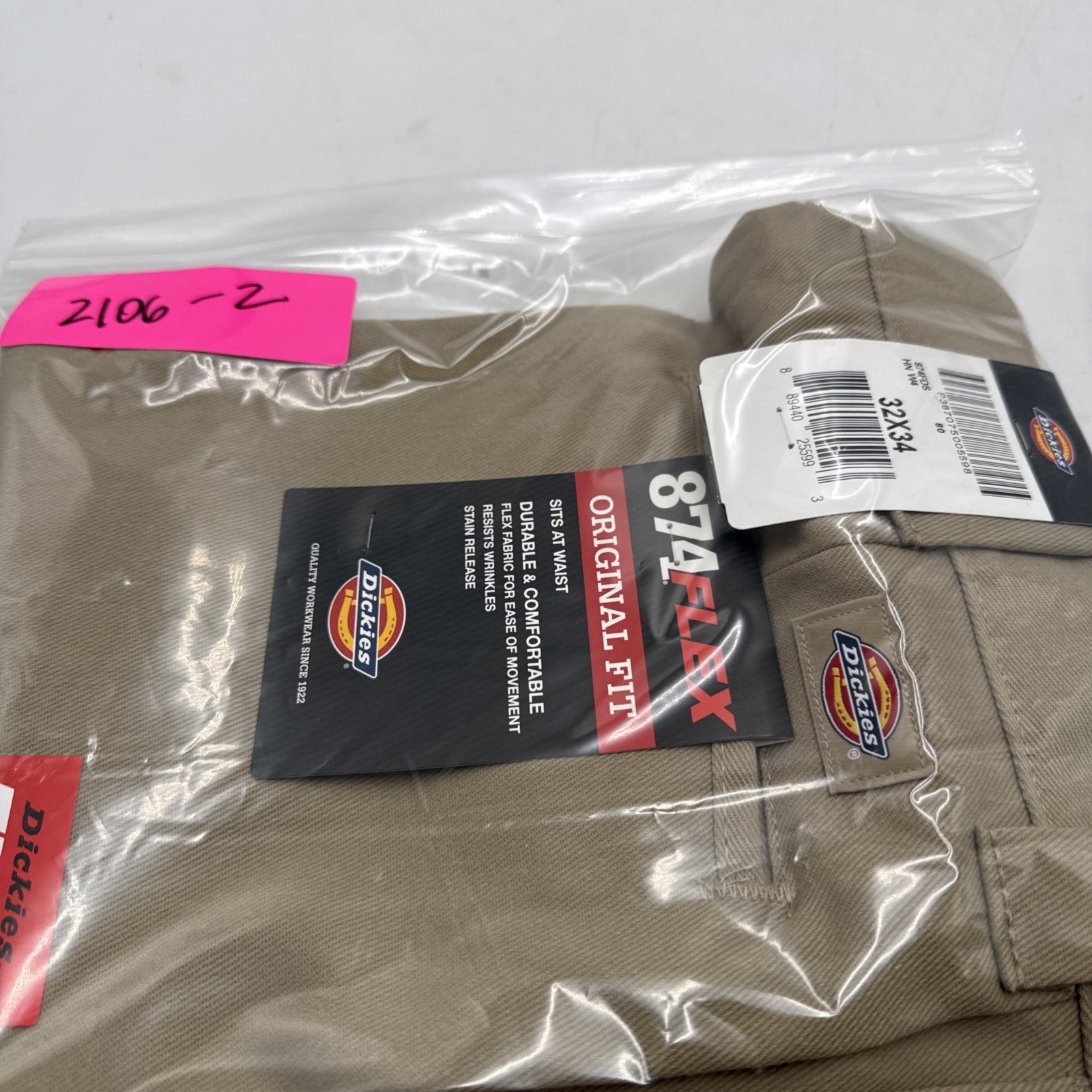 Dickies Work Pants Mens 32 x 34 874 Flex Original Fit Desert Khaki Classic