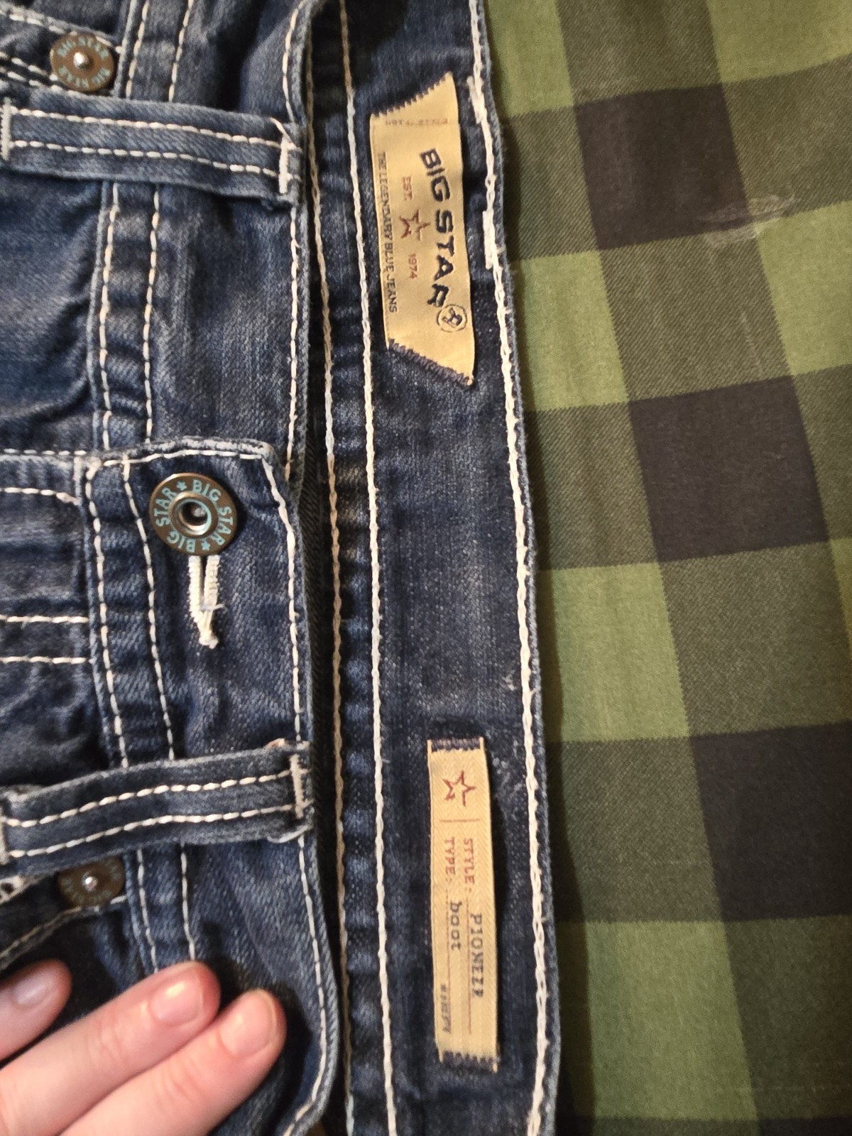 BIG STAR Men’s Blue Denim Jeans Medium/Dark Wash Bootcut Fit Regular