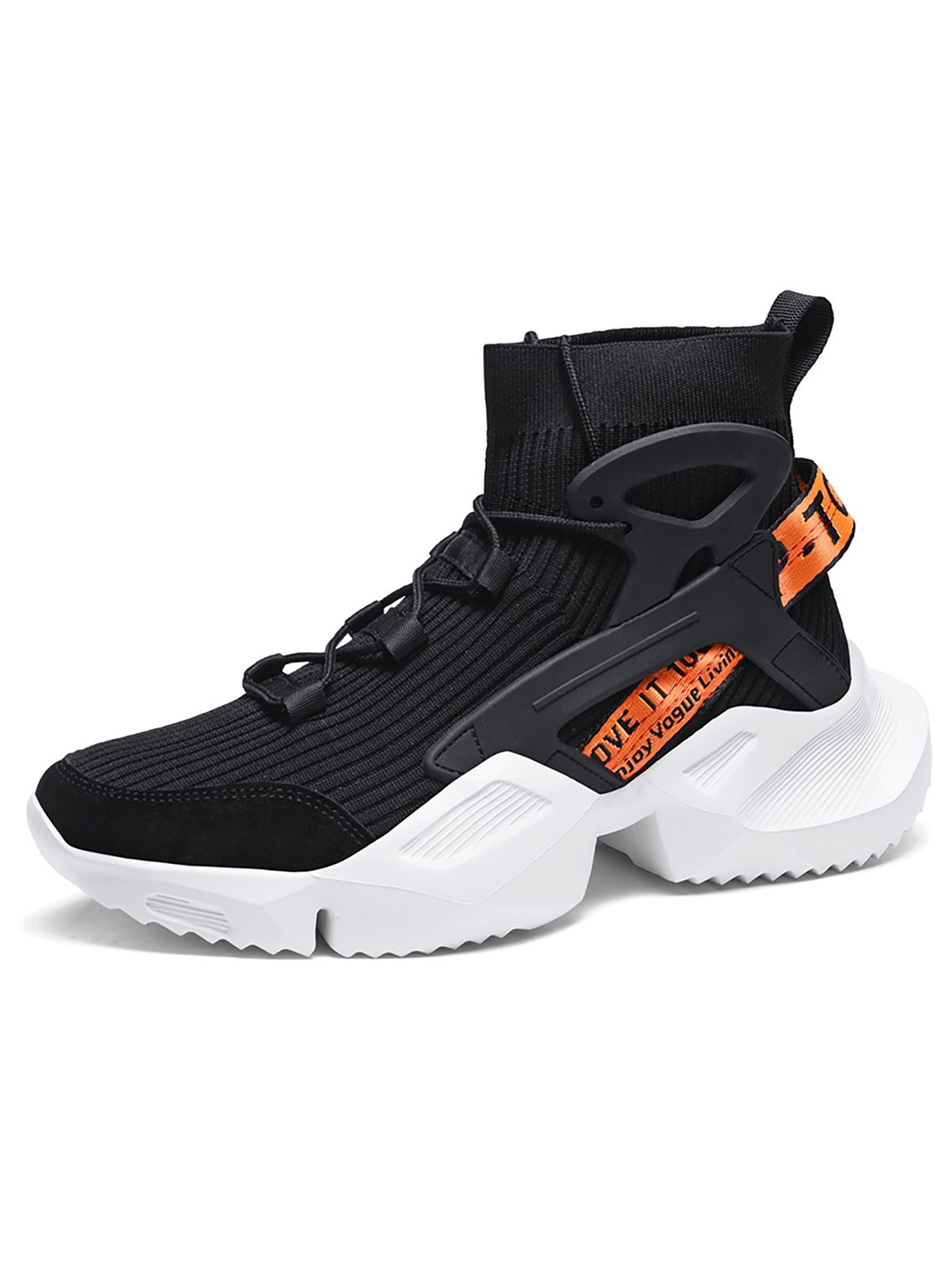 Niepce Streetwear High Top Fashion Knit Chunky Runner Sneakers for Men